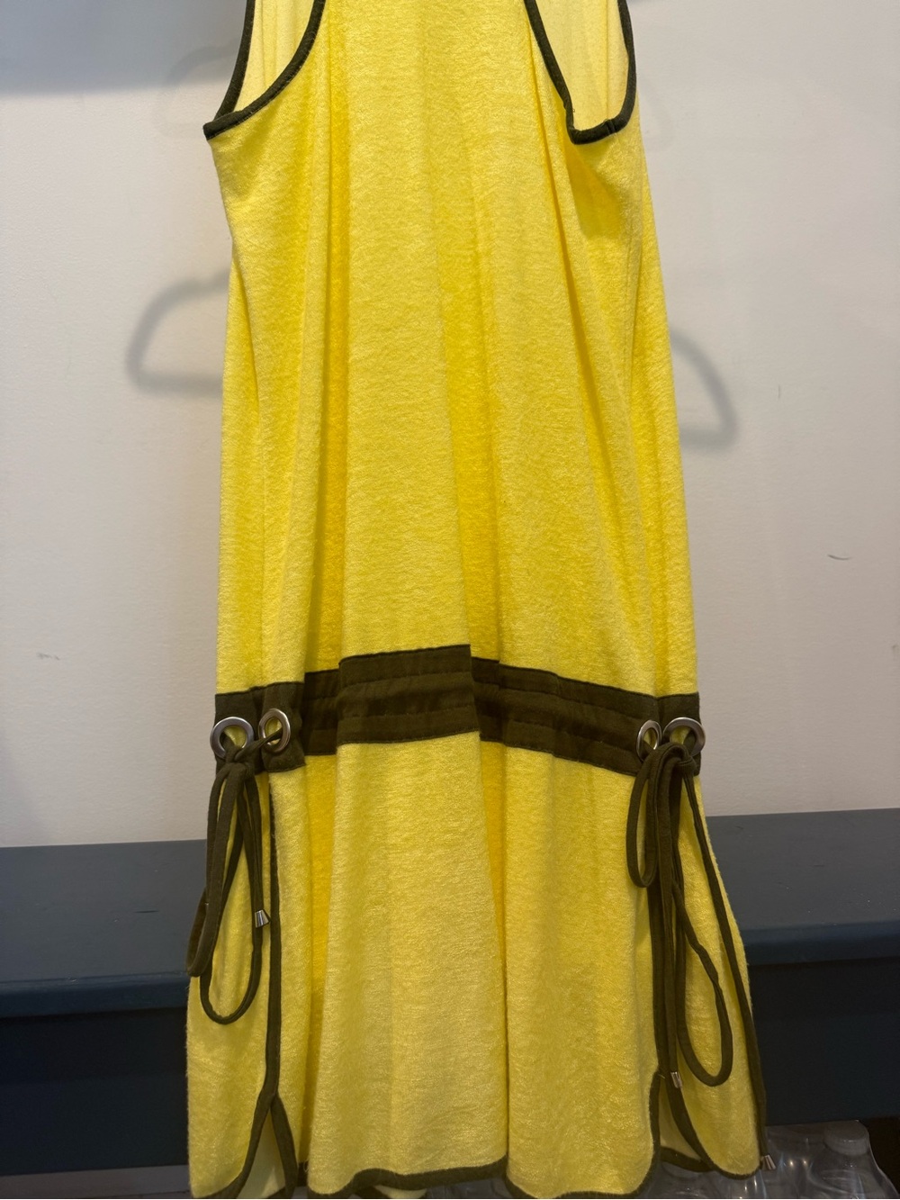 La Perla Yellow Drop-waist Mini Dress with Green Trim Size 44